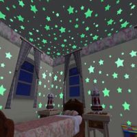 ZZOOI 200 Pcs Stars Glow Stickers Fluorescent Wall Art Decals Kids Room Ceiling Home Decoration Luminous In The Dark