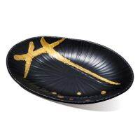 Melamine Black Frosted Relief Oval Plate Imitation Porcelain Hot Pot Dish Barbecue Dish