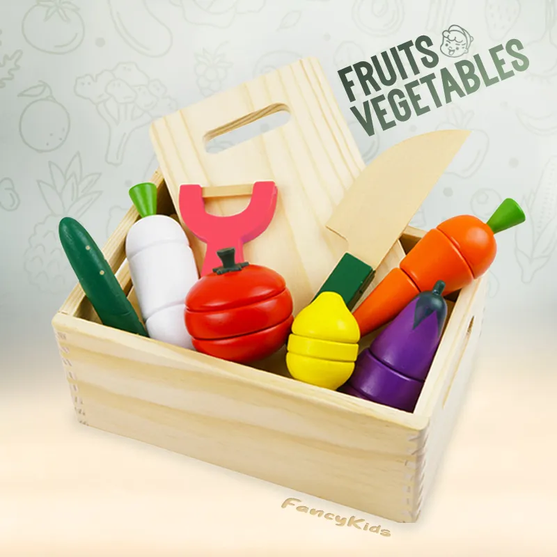 Wooden Magnetic Fruit and Vegetable cutting set