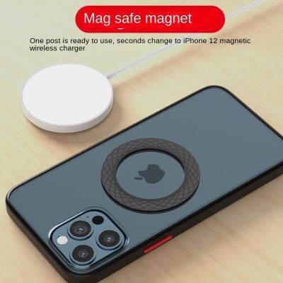 ห่วงแผ่นโลหะแม่เหล็กสำหรับโทรศัพท์ในรถยนต์ Magsafe ที่ชาร์จแบบไร้สายเหล็กฟิล์มติดไฟหน้ารถแม่เหล็กที่วางสำหรับ Apple Iphone 13 12