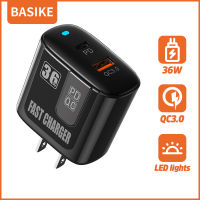 Basike หัวชาร์จเร็ว หัวชาร์จไอโฟน 36W หัวชาร์จไอโฟน36w type c+ USB Quick Charge 3.0 Charger Adapter ชาร์จด่วน ที่ชาร์จแบตมือถือ  หัวขาร์ตเร็ว ที่ชาร์จเร็ว fo