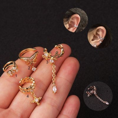 New 1Pc Helix Cartilage Conch Fake Piercing Jewelry Adjustable Stainless Steel Cz Ear Cuff No Piercing Conch Cuff Earring