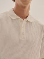 P.MITH Essentials - White ribbed cotton polo shirt