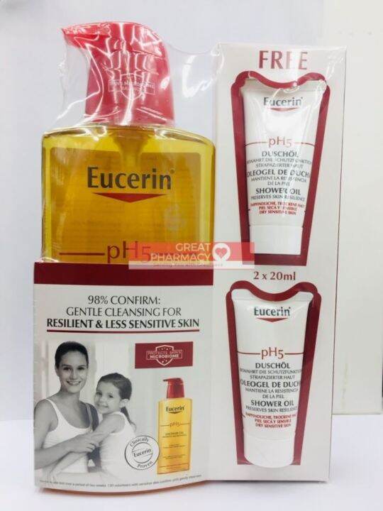 EUCERIN SHOWER OIL 400ML + SHOWER OIL 2X20ML Lazada