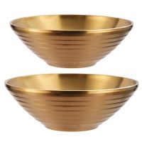 ETX304 Stainless Steel Ramen Bowl Rice Salad Noodle Soup Bowl Golden Home Restaurant Food Serving Dish Pickled Cabbage Large Bowl