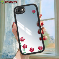 Jinsouwe เคสเคสมือถือสำหรับ I7 IPhone7 iPhone 7สำหรับเด็กผู้หญิงลายการ์ตูนดอกกุหลาบปกหนังแบบเต็มตัวเคสกระจก