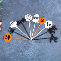 Halloween Fruit Fork 10pcs/set Cartoon Children Cake Dessert Pick Toothpick Lunch Pick Food Fork Bento Lunches Party Decoration