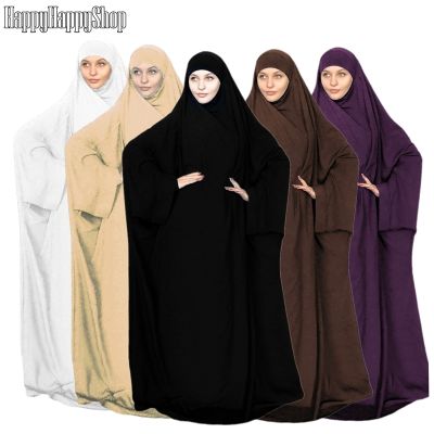 【YF】 One Piece Prayer Muslim Hooded Hijab Abaya Niqab Burqa Jilbab Full Cover Dress Women Overhead Robe Kaftan Khimar Clothes