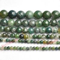 Fctory Price Moss Agat Round Gem Beads 16 quot; Strand 4 6 8 10 12MM Pick Size For Jewelry Making diy