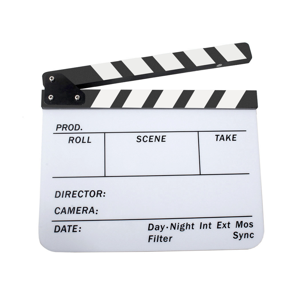 10 x 12 Hollywood Movie Film Clapper Coating Board Slate Action Scene Clapper Board Keadic Acrylic Film Clapboard Dry Erase Director Comes with a Magnetic Whiteboard Eraser and 5pcs Erasable Pen 