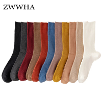 5 PairsLot Socks For Women High Quality Solid Color 95 Cotton Soft Breathable Women Long Socks Casual Autumn New Fashion Socks