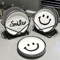 Spot parcel post Creative Smiling Face Bone Dish Light Luxury Underglaze Saucer Ceramic Plate ins Wind Fruit Dish Housewarming Gift Wholesale