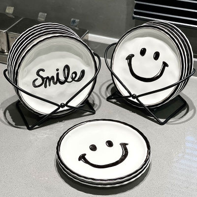Spot parcel post Creative Smiling Face Bone Dish Light Luxury Underglaze Saucer Ceramic Plate ins Wind Fruit Dish Housewarming Gift Wholesale