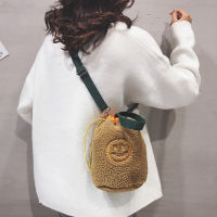 Kawaii Crossbody Bags Women Smile Lambswool Messenger Bag for Girls Korean Fashion Soft Winter Cute Designer Cross Bag Female