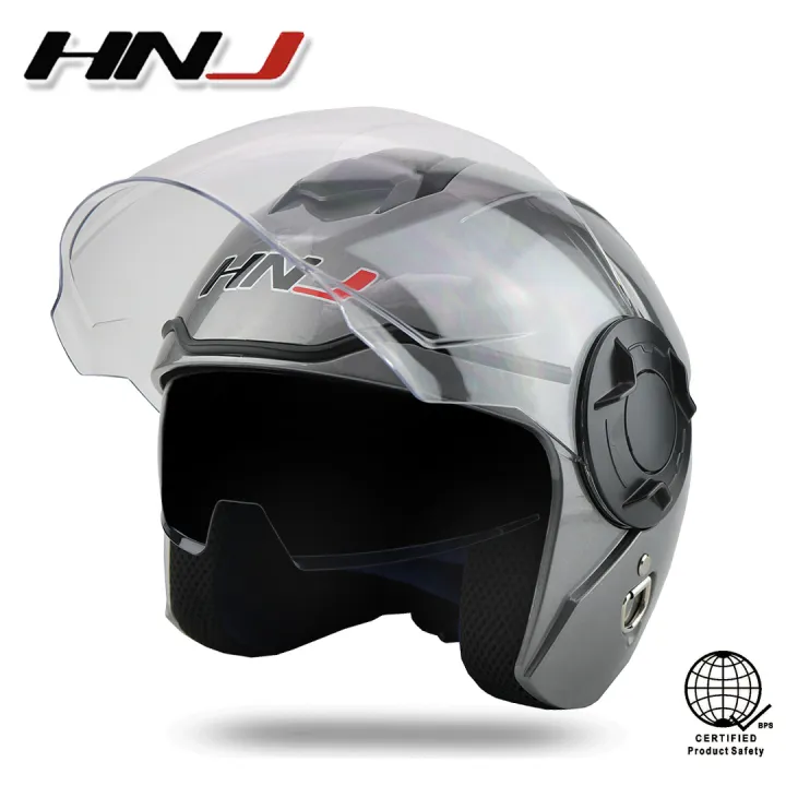 Hnj Helmet Half Face Motorcycle Women Dual Visor Half Face Helmet Lazada Ph