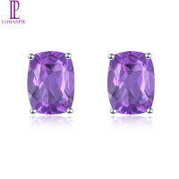 2.6ct สีม่วงอเมทิสของแข็ง 925 ต่างหูเงินแท้อัญมณีแท้วินเทจวิจิตรเครื่องประดับหรูหราสำหรับผู้หญิงใหม่