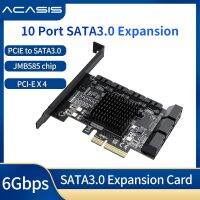 ACASIS 10 Port PCI-Ex4 PCIe Expansion  SATA Card to 10 Ports,6 Gbps SATA 3.0 PCIe Card,PCIe to SATA Controller Expansion Card,SATA 3.0 soft Raid,Can be Used as System Boot Disk,Support SSD/HDD Hard Disk， JMB585 Chip