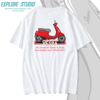 เสื้อยืดคอกลมแขนลำลองขาสั้นลายการ์ตูน,VESPA LOCOMOTIVE SPRINT 150ฤดูร้อน