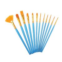 12Pcs Pearly Blue Rod Painting Watercolor Pen Set Nylon Wool Fan Oil Paintbrush Diy Acrylic Paint Brush Drawing Painting Supplies