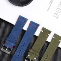 ✠ Quick Release Leather Watch Band Suede Veins Wristband Bracelet 20มม. 22มม. for Samsung Galaxy Watch 46mm /Active 2 ราคาต่ำสุด