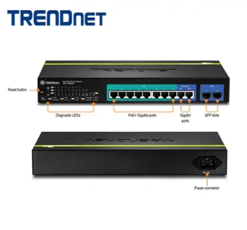 10-Port Gigabit Web Smart PoE+ Switch - TRENDnet TPE-1020WS