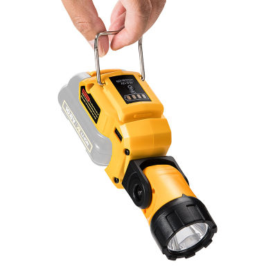 Portable Spotlight LED Warning Light Work Lamp Flashlight USB Charger for Dewalt DCB120 10.8V 12V Li-ion Battery Yellow