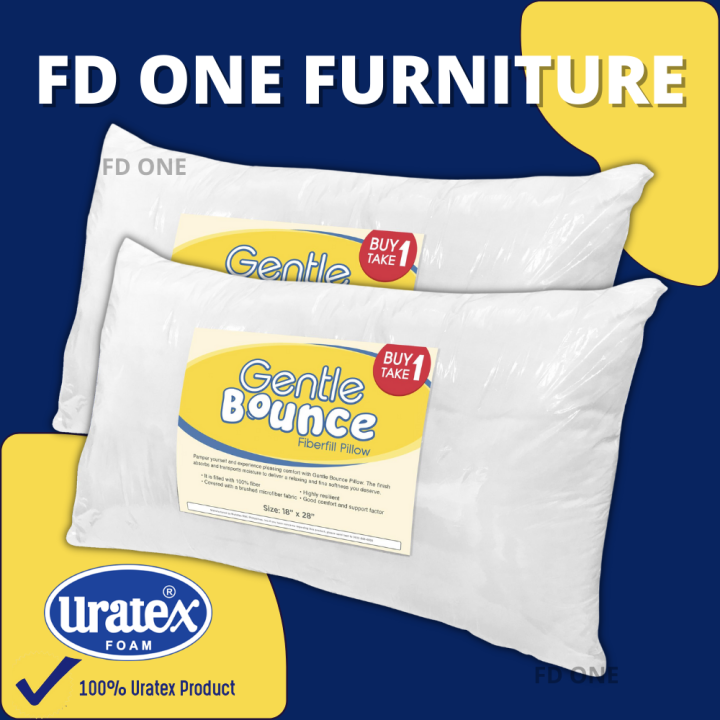 Buy 1 Take 1 LEGIT URATEX Gentle Bounce Pillow ( FIBER FILL ) 18 x 28