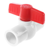 20mm x 20mm Slip Plumbing T Handle Full Port PVC-U Ball Valve white+red