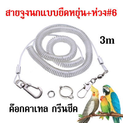 สายคล้องขานก ค๊อกคาเทล กรีนชีค สายคล้องนกแก้ว สายจูงนก ห่วงเปิดนก ห่วงขานก 6มม กันนกหนี อุปกรณ์เลี้ยงนก