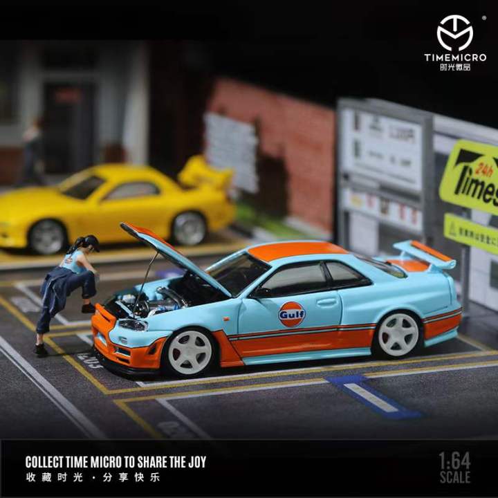 pre-order-time-micro-1-64-nissan-gtr34-gulf-oil-limited2000-diecast-model-car