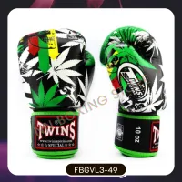 Twins special Fancy gloves FBGVL3-54 Green leaves Muay Thai Boxing Gloves 100% genuine leather ทวินส์ สเปเชี่ยล นวมชกมวยลายแฟนซี ลายใบไม้ หนังแท้