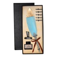 Vintage Calligraphy Feather Dip Pen Fashion Pen Handle 2/5 Nib Writing Ink Set Quill Fountain Pen Writing Set Birthday Gift