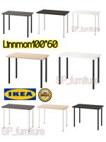 IKEA โต๊ะทำงาน โต๊ะเอนกประสงค์ Linnmon 100*60cm. หน้าไฟเบอร์บอร์ด ขา Adils เลือกสีได้