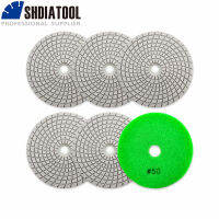 SHDIATOOL 6Pcs 5 "125Mm #50 Diamond แผ่นขัดเปียกแบบยืดหยุ่นสำหรับ Stone White Bond Spiral Type