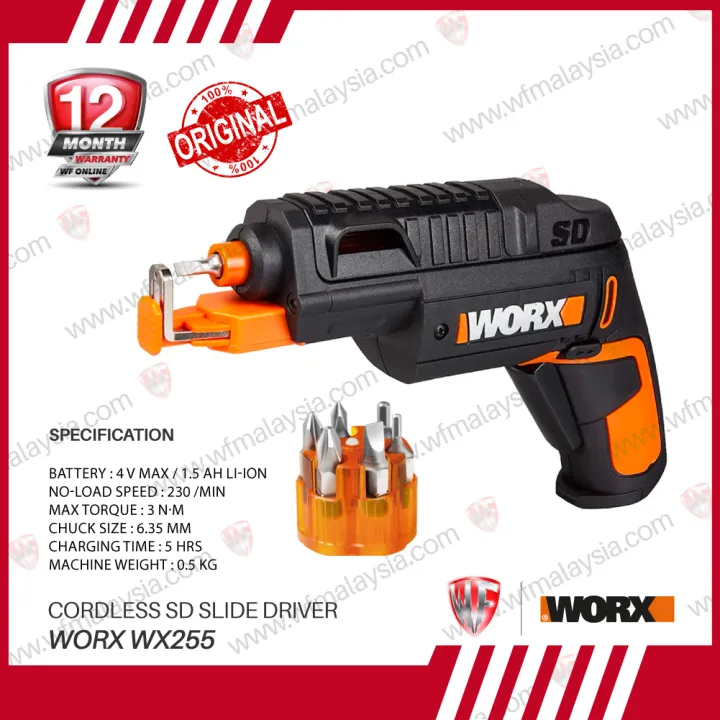 Worx WX255 4V Lithium-Ion Cordless SD Slide Driver with Screw Holder ...