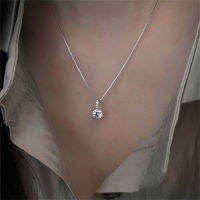 shiqinbaihuo 925 Sterling Silver Geometric Water DROP สร้อยคอหญิงเงาง่ายๆ zircon