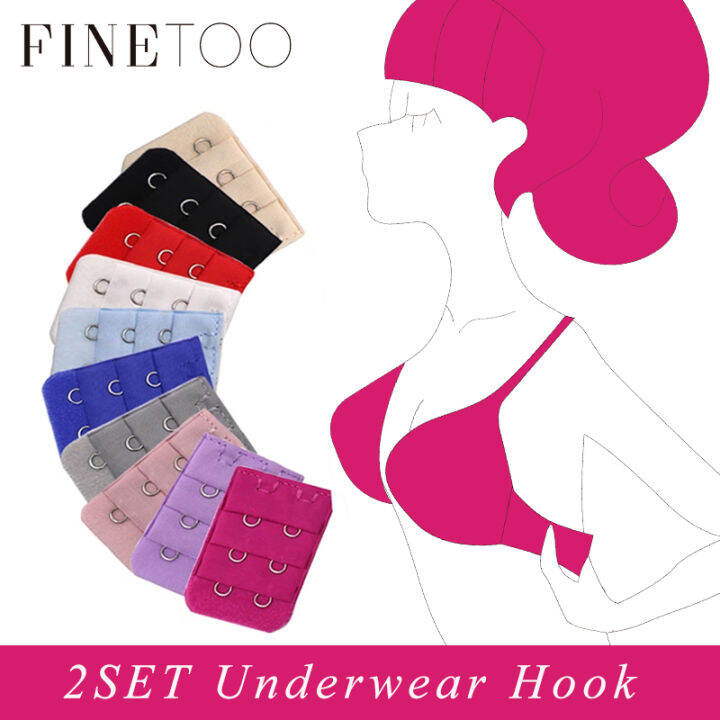 2Set Cotton 3 Rows 2 Buckle Underwear Hook Adjustment Bra