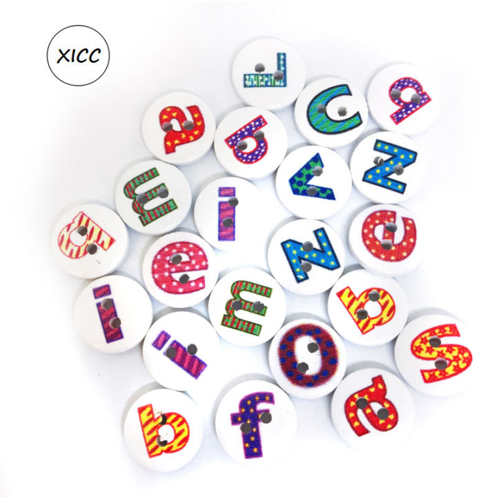 xicc-26ตัวอักษรสีวาดตกแต่งเด็กเรียนรู้ที่จะอ่านการสะกดคำ-diy-ปุ่มไม้100ชิ้นเสื้อผ้าพิมพ์จักรเย็บผ้าหัตถกรรม