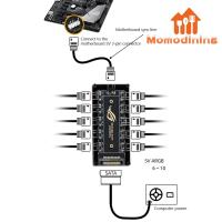 อุปกรณ์เสริมสำหรับ PC คอมพิวเตอร์ฮับที่แยกสายไฟ ARGB 10-In-1สำหรับเมนบอร์ด ASRock