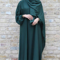 Hoodie Earl of Muslim Long Prayer Dress Plain Attached Scarf Loose Jilbab Hijab Dresses.