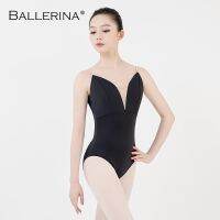 ♕∋ ballet leotard women aerialist Practice Dance Costume deep V Sling Black gymnastics Leotard Adulto Ballerina 5039