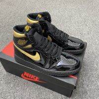 2023 Original J 1 High cut Basketball Shoes Casual Sneakers For Men Women Patent Leather Black Gold