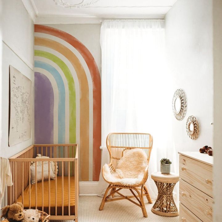 large-nordic-modern-self-adhesive-mural-wallpaper-for-kids-room-minimalist-rainbow-childrens-room-background-wall-paper