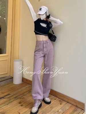 HengShanYuan กางเกงยีนส์ขาบานสำหรับผู้หญิง,กางเกงเจ้าอารมณ์วรรณกรรมแนวโน้มแฟชั่นใหม่ฤดูร้อนสไตล์ฮาราจูกุญี่ปุ่นใส่ได้ทุกชุด