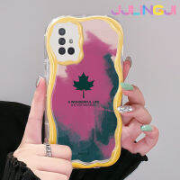 Jlingji เคสปลอกสำหรับ Samsung กาแลคซี A72 4G A72 5G เคส A71แฟชั่นลายใบเมเปิลดีไซน์ใหม่เนื้อครีมขอบคลื่นนุ่มเคสโปร่งใสลายกล้องถ่ายรูปเคสมือถือเรียบง่ายปลอกป้องกันอ่อนโยน