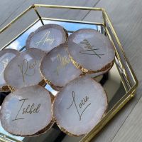 【hot】❇☒○  Personalized Agate Coasters Jewelry Plate Custom Holder Bridesmaid Bachelorette Bridal Shower