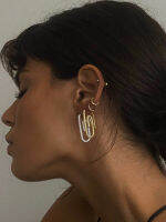 Timeless Wonder Fancy Zirconia Paper Clip Hoops Earrings for Women Designer Jewelry Ins Egirl Emo Runway Gothic Gift Rare 2352