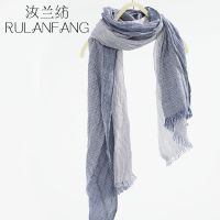 Hot sell Sen female to tie a scarf in the spring and autumn 2023 thin striped cotton and linen cotton is prevented bask in scarves shawls tassel fold literature