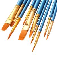 Hot 10pcs Artist Nylon Paint Brush Professional Watercolor Acrylic Wooden Handle Painting Brushes Art Supplies Stationery