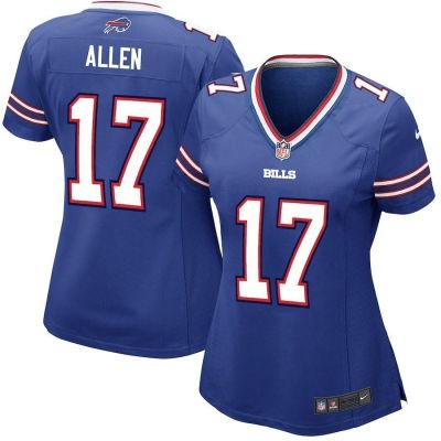 เสื้อกีฬารักบี้ แขนสั้น ทรงหลวม ขนาดใหญ่ ลาย NFL Buffalo Bills Rugby Jersey No. เสื้อกีฬาแขนสั้น ลายทีม Josh Allen Jersey 17 สําหรับผู้หญิง